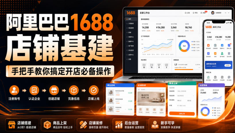 阿里巴巴1688店铺基建,手把手教你搞定开店必备操作(更新8月)-源创文化