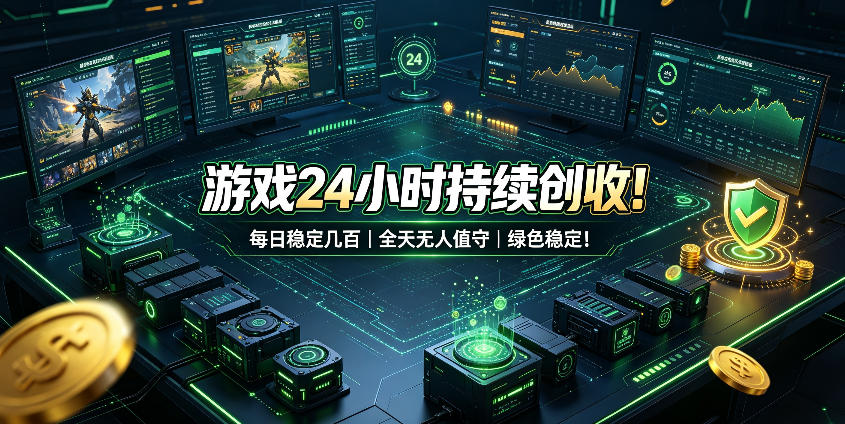 游戏24小时持续创收！每日稳定几百，全天无人值守，绿色稳定！【揭秘】-源创文化