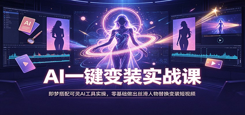 AI一键变装实战课：即梦搭配可灵AI工具实操，零基础做出丝滑人物替换变装短视频-源创文化