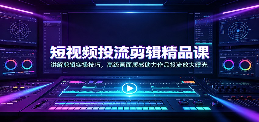 短视频投流剪辑精品课：讲解剪辑实操技巧，高级画面质感助力作品投流放大曝光-源创文化