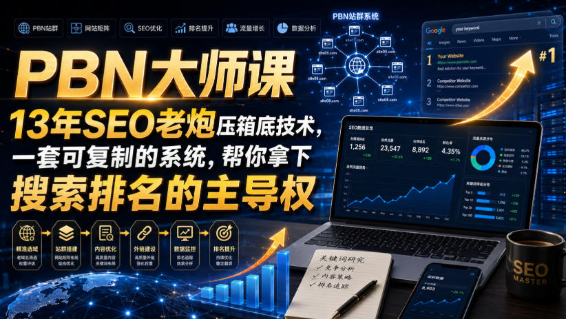 PBN大师课13年SEO老炮压箱底技术，一套可复制的系统，帮你拿下搜索排名的主导权【原创双语字幕】-源创文化