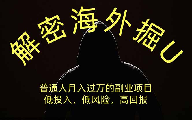 解密海外掘U,普通人月入过万的副业项目,低投入、低风险高回报,没有之一-源创文化