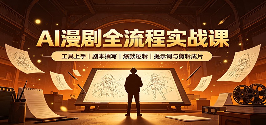 AI漫剧全流程实战课：工具上手、剧本撰写、爆款逻辑、提示词与剪辑成片-源创文化