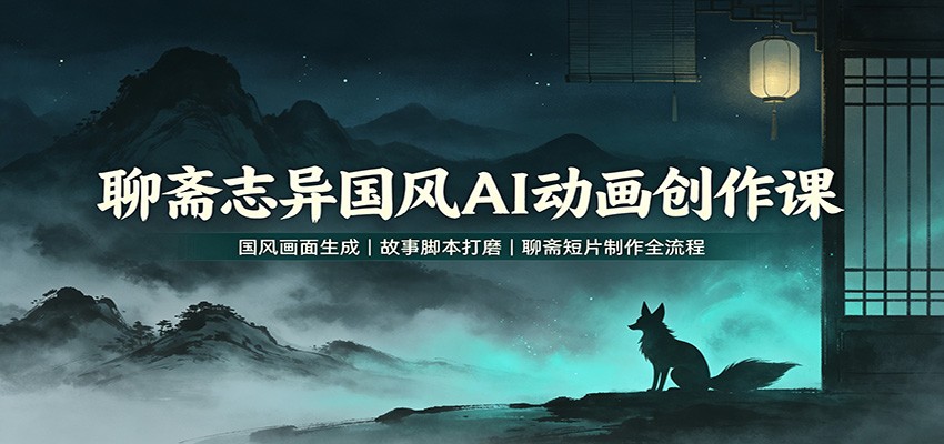 聊斋志异国风AI动画创作课：国风画面生成，故事脚本打磨，聊斋短片制作全流程-源创文化