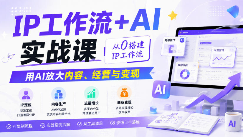 IP工作流+AI实战课，从0搭建IP工作流，用AI放大内容、经营与变现-源创文化