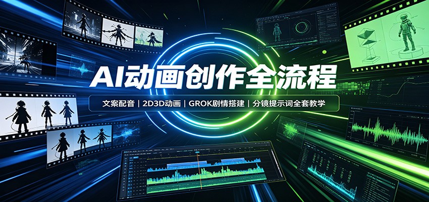 AI动画创作全流程：文案配音，2D3D动画，GROK剧情搭建，分镜提示词全套教学-源创文化