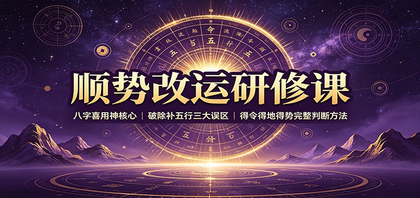 顺势改运研修课：八字喜用神核心，破除补五行三大误区，得令得地得势完整判断方法-源创文化