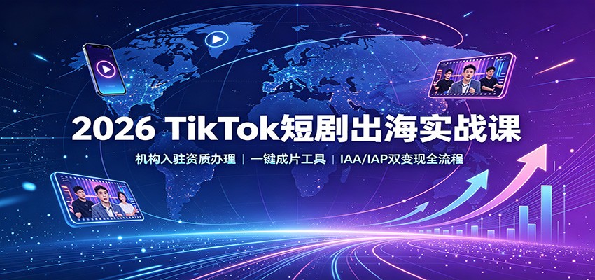 2026 TikTok短剧出海实战课：机构入驻资质办理，一键成片工具，IAA/IAP双变现全流程-源创文化