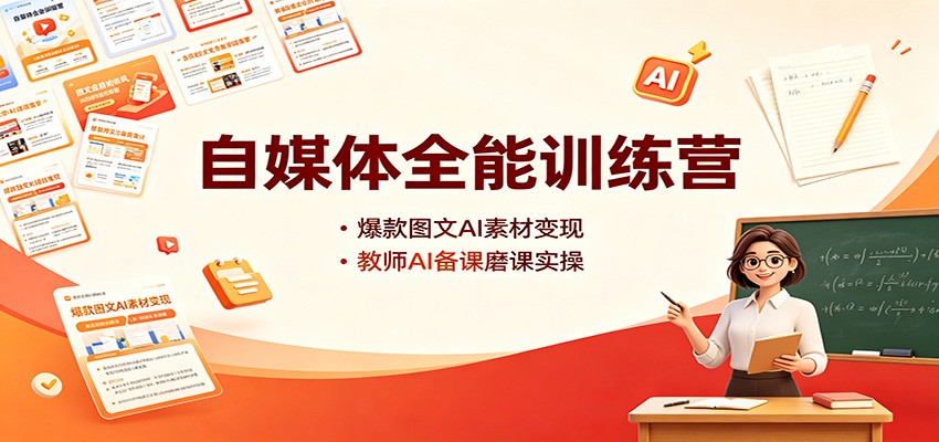 自媒体全能训练营：爆款图文AI素材变现，教师AI备课磨课实操-源创文化