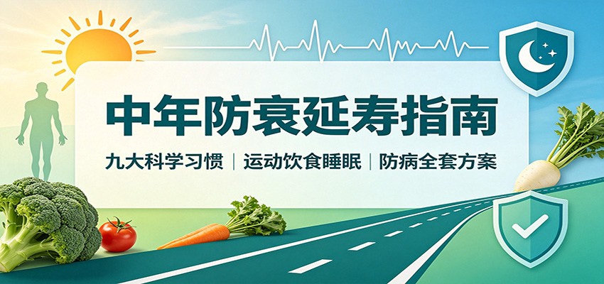中年防衰延寿指南：九大科学习惯，运动饮食睡眠防病全套方案-源创文化