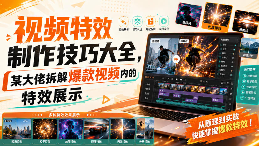 视频特效制作技巧大全,某大佬拆解爆款视频内的特效展示-源创文化