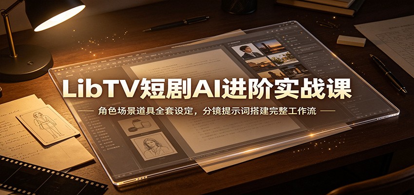 LibTV短剧AI进阶实战课：角色场景道具全套设定，分镜提示词搭建完整工作流-源创文化