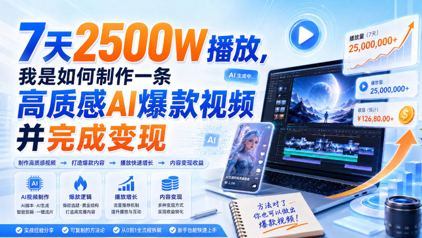 7天2500W播放，我是如何制作一条高质感AI爆款视频并完成变现-源创文化