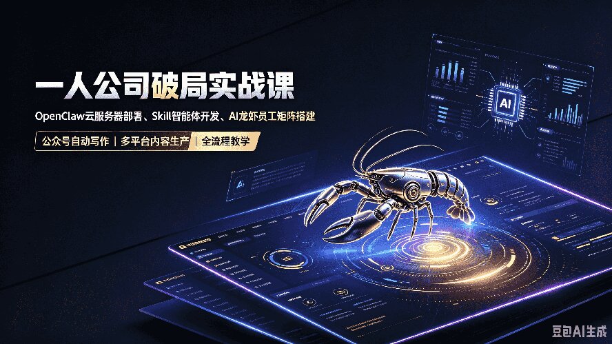 一人公司破局实战课|OpenClaw云服务器部署、Skill智能体开发、AI龙虾员工矩阵搭建,公众号自动写作与多平台内容...-源创文化