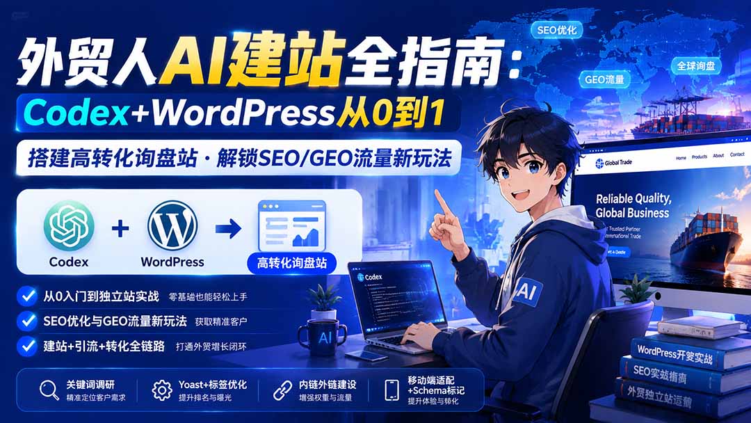 外贸人AI建站全指南：Codex+WordPress从0到1·搭建高转化询盘站·解锁SEO/GEO流量新玩法-更新8月-源创文化