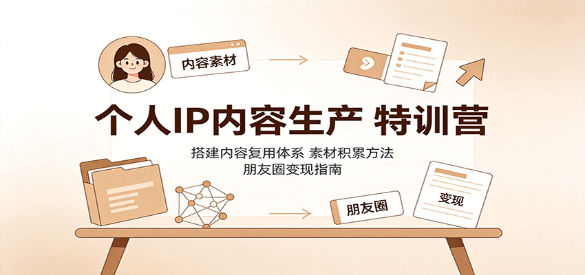 个人IP内容生产特训营:搭建内容复用体系,素材积累方法,朋友圈变现指南-源创文化
