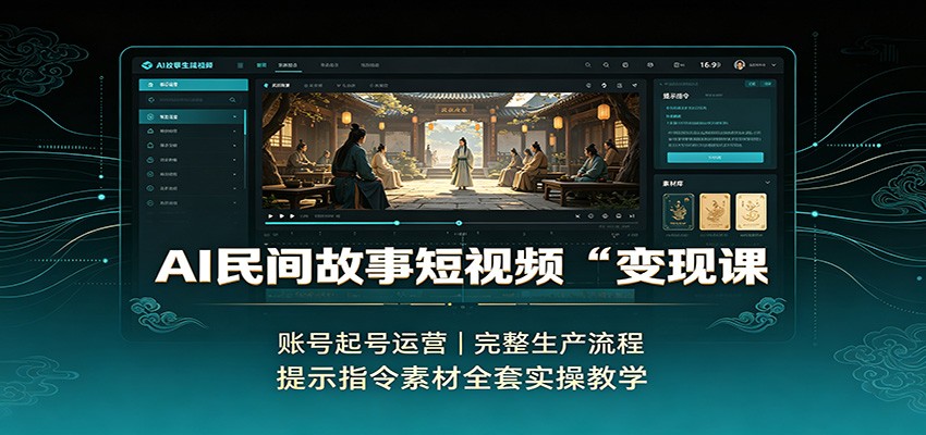AI民间故事短视频变现课：账号起号运营，完整生产流程，提示指令素材全套实操教学-源创文化