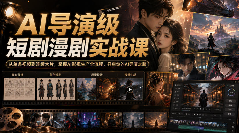 AI导演级短剧漫剧实战课，从单条视频到连续大片，掌握AI影视生产全流程，开启你的AI导演之路!-源创文化