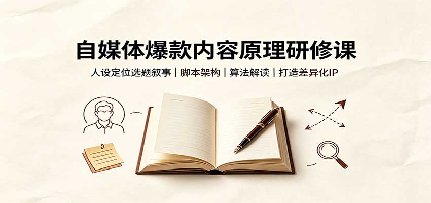 自媒体爆款内容原理研修课：人设定位选题叙事，脚本架构，算法解读打造差异化IP-源创文化