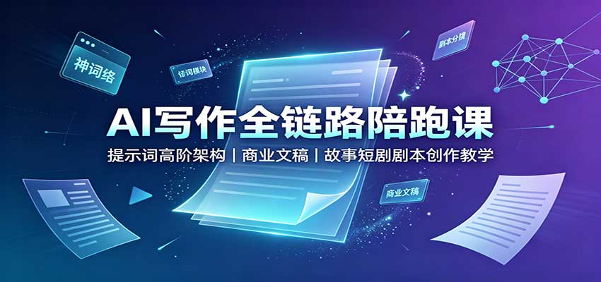 AI写作全链路陪跑课:提示词高阶架构,商业文稿,故事短剧剧本创作教学-源创文化