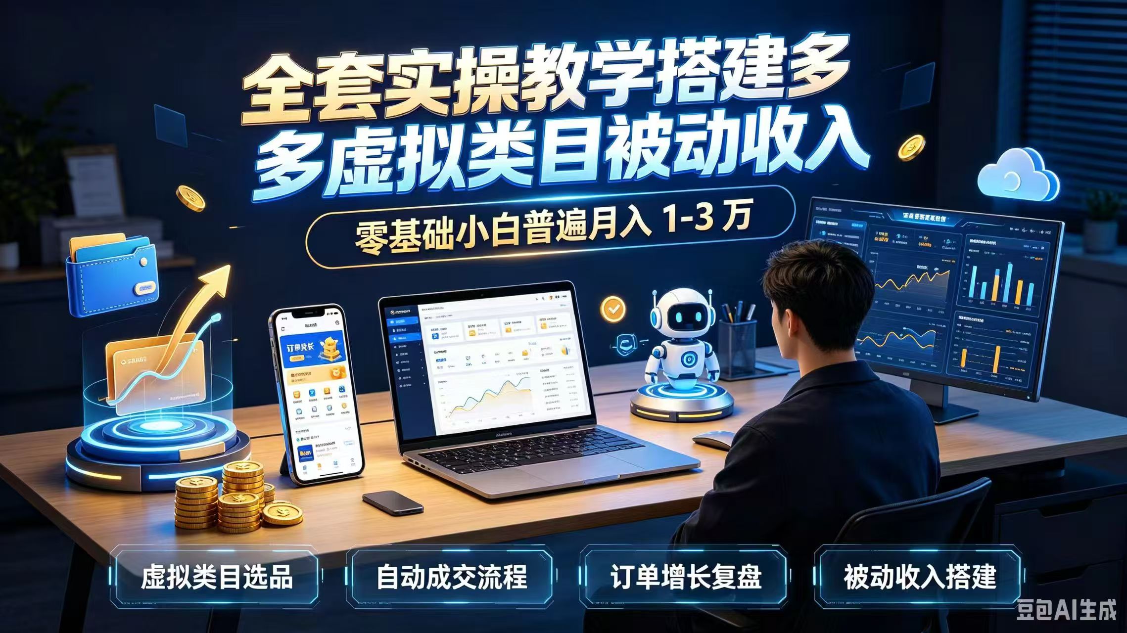 全套实操教学搭建多多虚拟类目被动收入,零基础小白普遍月入 1-3 万-源创文化