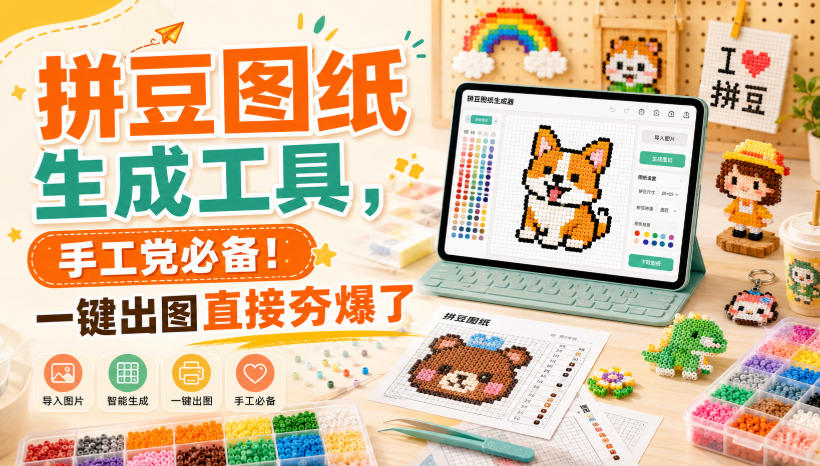 拼豆图纸生成工具,手工党必备!一键出图直接夯爆了-源创文化