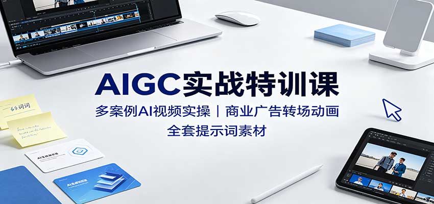 AIGC实战特训课：多案例AI视频实操，商业广告转场动画，全套提示词素材-源创文化