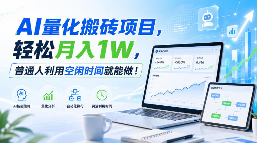 AI量化搬砖项目,轻松月入1W,普通人利用空闲时间就能做!【揭秘】-源创文化