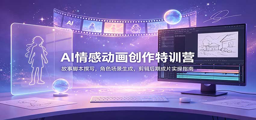 AI情感动画创作特训营：故事脚本撰写，角色场景生成，剪辑后期成片实操指南-源创文化