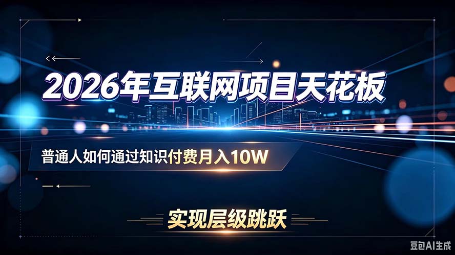 2026年互联网项目天花板：普通人如何通过知识付费月入10W，实现层级跳跃-源创文化