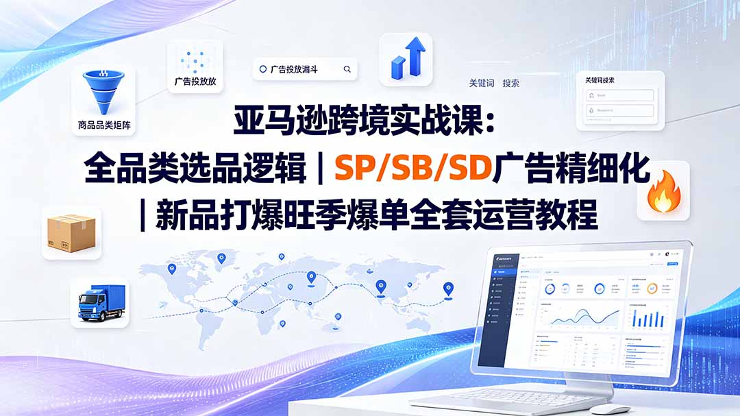 亚马逊跨境实战课-更新8月：全品类选品逻辑｜SP/SB/SD广告精细化｜新品打爆旺季爆单全套运营教程-源创文化