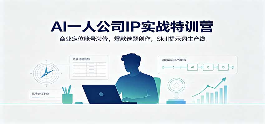 AI一人公司IP实战特训营：商业定位账号装修，爆款选题创作，Skill提示词生产线-源创文化