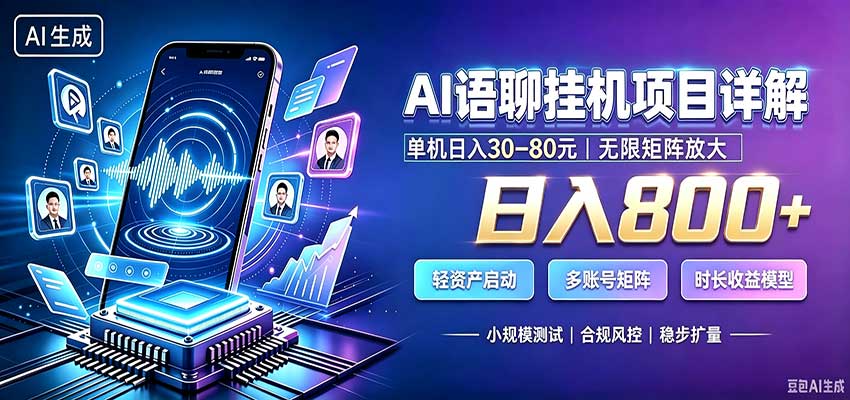 AI语聊挂机,日入800+,适用个人副业,工作室矩阵操作-源创文化