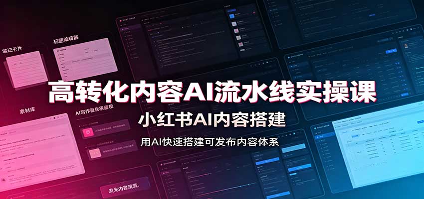 高转化内容AI流水线实操课:小红书AI内容搭建,Skill工具配置,转化内容生产-源创文化