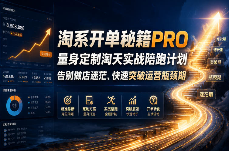 淘系开单秘籍PRO,量身定制淘天实战陪跑计划,告别做店迷茫、快速突破运营瓶颈期(更新260906)-源创文化