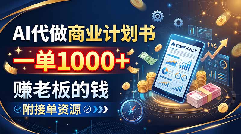 AI代做商业计划书,一单1000+,赚老板的钱,附接单资源-源创文化