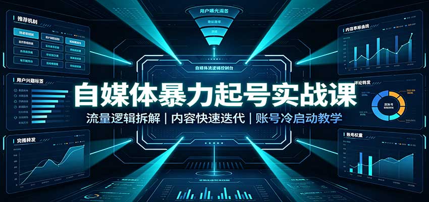 自媒体暴力起号实战课:流量逻辑拆解,内容快速迭代,账号冷启动教学-源创文化