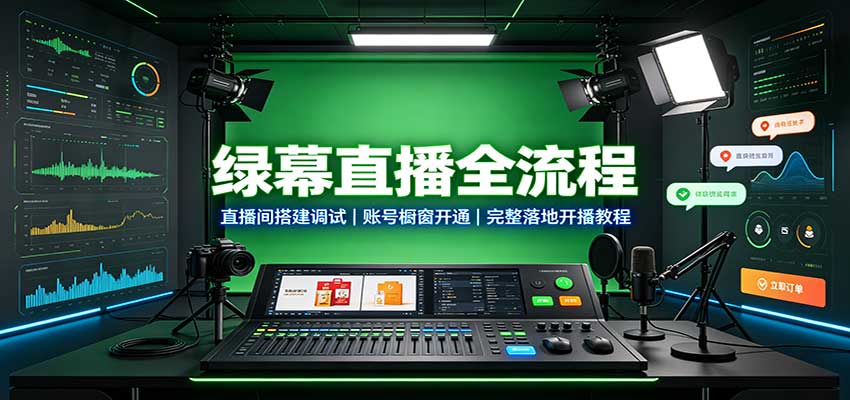 绿幕直播全流程:直播间搭建调试,账号橱窗开通,完整落地开播教程-源创文化