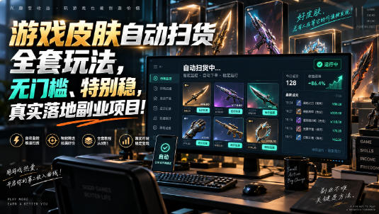 游戏皮肤自动扫货全套玩法，无门槛、特别稳，真实落地副业项目！【揭秘】-源创文化