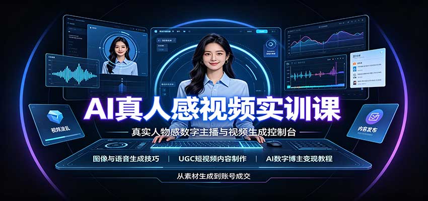 AI真人感视频实训课：图像语音生成，UGC内容制作，AI数字博主变现教程-源创文化