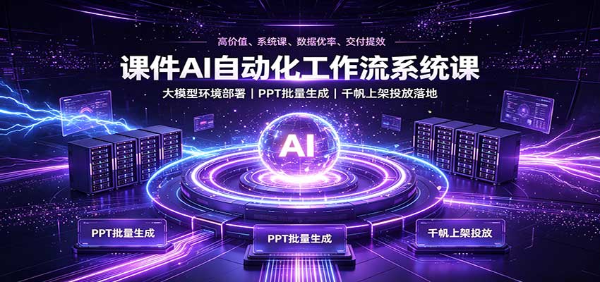 课件AI自动化工作流系统课：大模型环境部署，PPT批量生成，千帆上架投放落地-源创文化