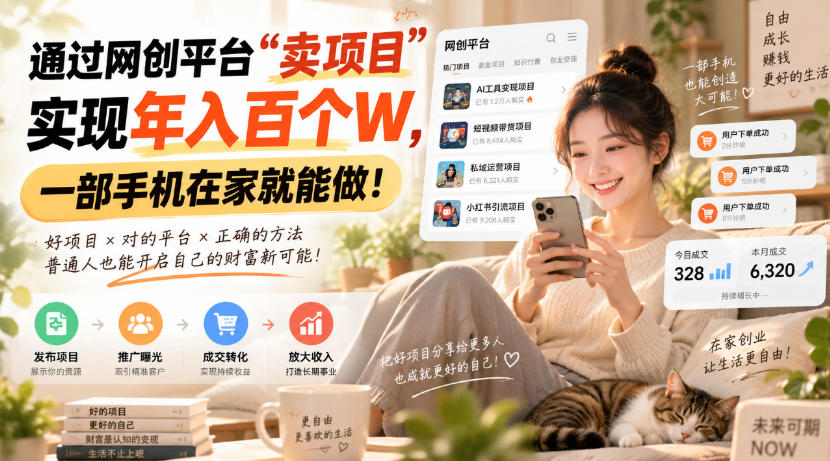 靠卖网创项目变现，一年拿下百万收益！一台手机就能操作！-源创文化