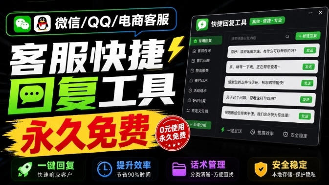 微信/QQ/电商客服快捷回复工具，支持多平台话术库与一键发送，永久免费，使用简单！易歪歪-源创文化
