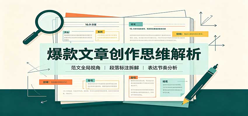 爆款文章创作思维解析：全局视角拆解范文，梳理行文逻辑，搭配真实拆文实操案例-源创文化