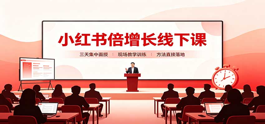 小红书倍增长线下课：三天集中面授，拆解选品、素材制作与起号全链路-源创文化