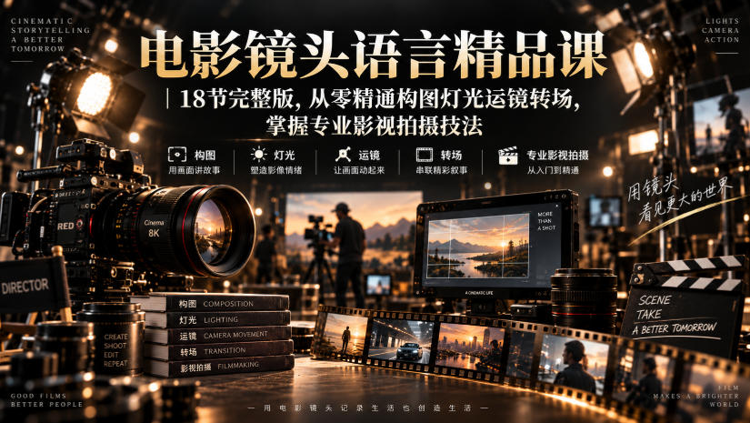 电影镜头语言精品课｜18节完整版，从零精通构图灯光运镜转场，掌握专业影视拍摄技法-源创文化