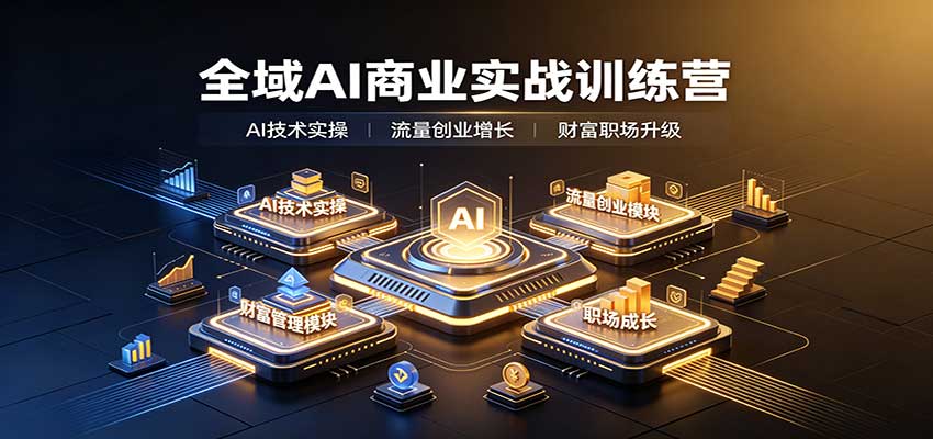 全域AI商业实战训练营:涵盖AI技术实操、流量创业、财富管理与职场成长全体系内容-源创文化