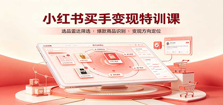 小红书买手变现特训课:账号定位养号起号,选品挂车,笔记标题封面全套教学-源创文化