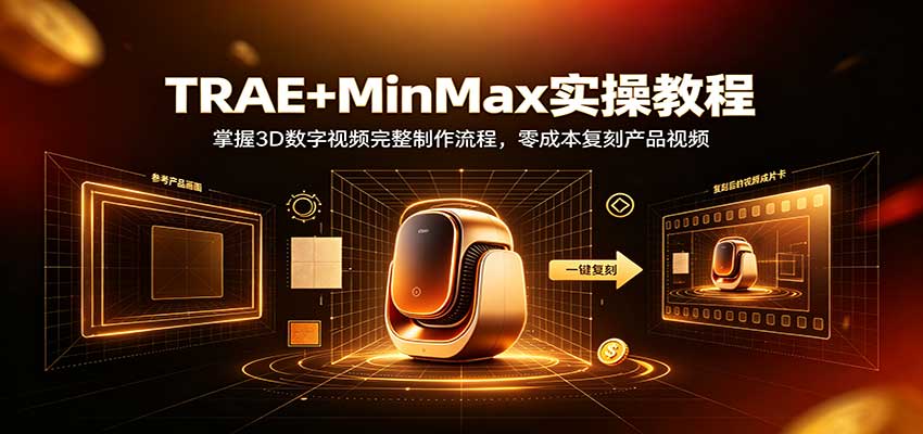 TRAE+MinMax实操教程：3D数字视频完整制作流程，零成本复刻产品视频-源创文化