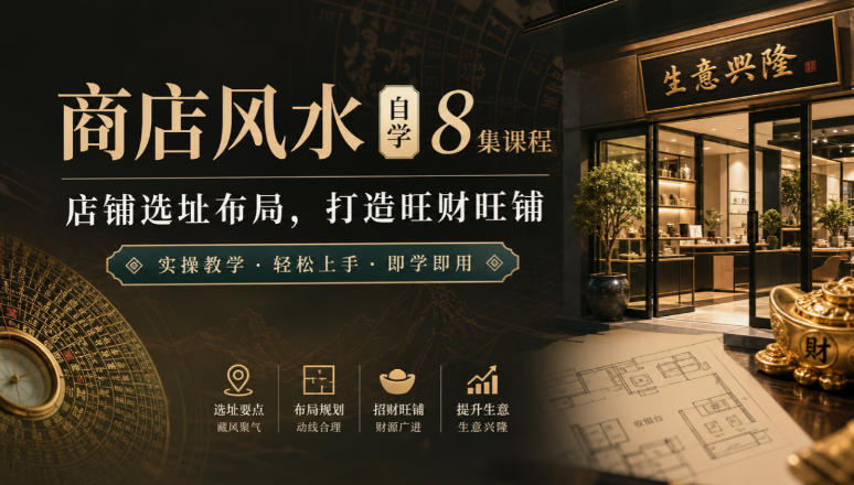 商店风水自学8集课程｜店铺选址布局，打造旺财旺铺实操教学-源创文化